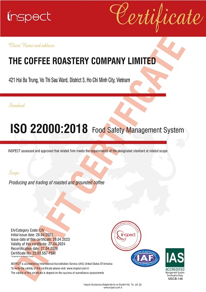 ISO 22000:2018 - Công Ty TNHH THE COFFEE ROASTERY